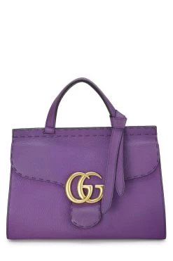 Gucci Purple Leather Marmont Top Handle Flap Bag Small