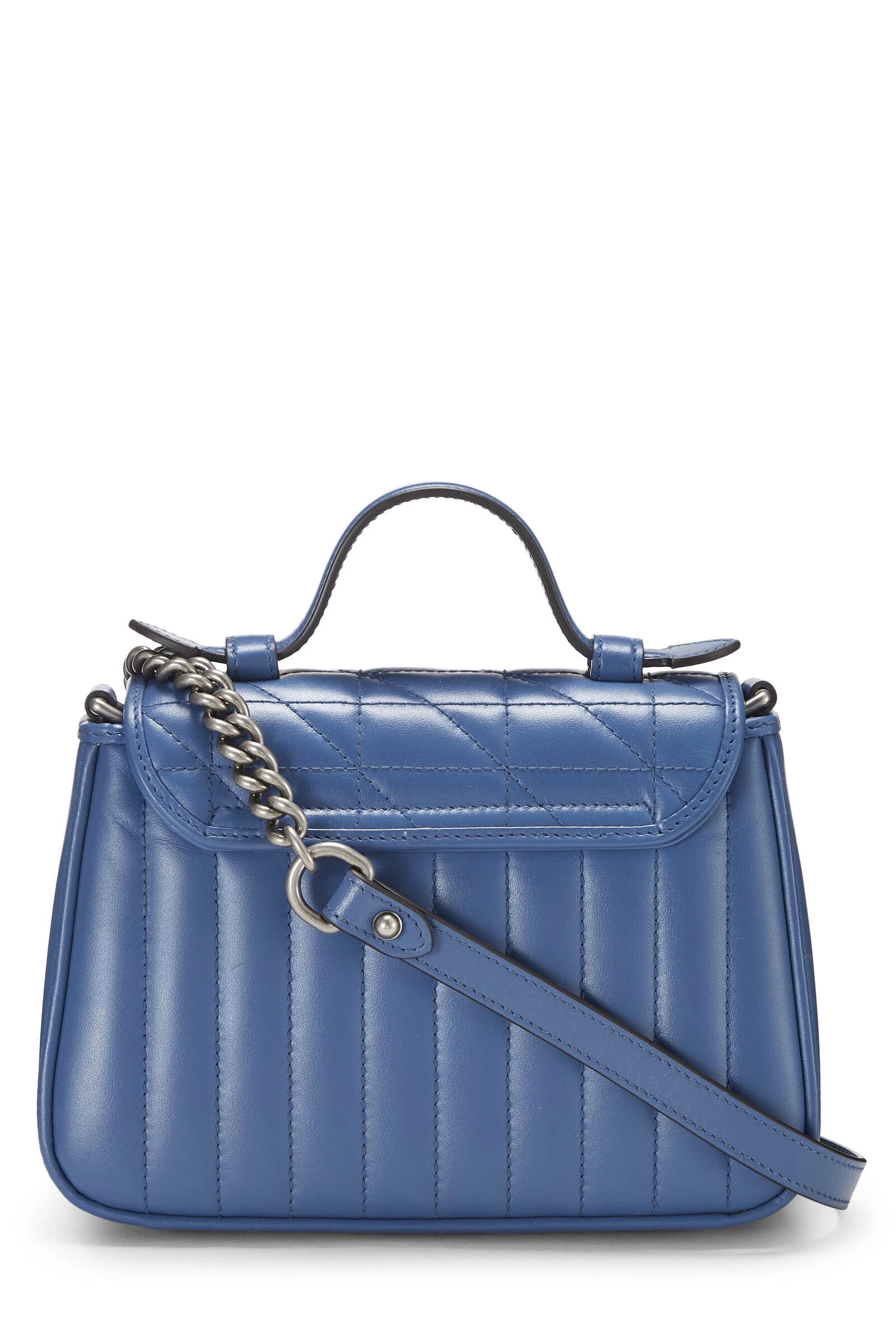 Gucci Blue Leather GG Marmont Top Handle Bag Mini 4 Gucci Blue Leather GG Marmont Top Handle Bag Mini - Image 4