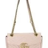 Gucci Pink Leather GG Marmont Shoulder Bag Small