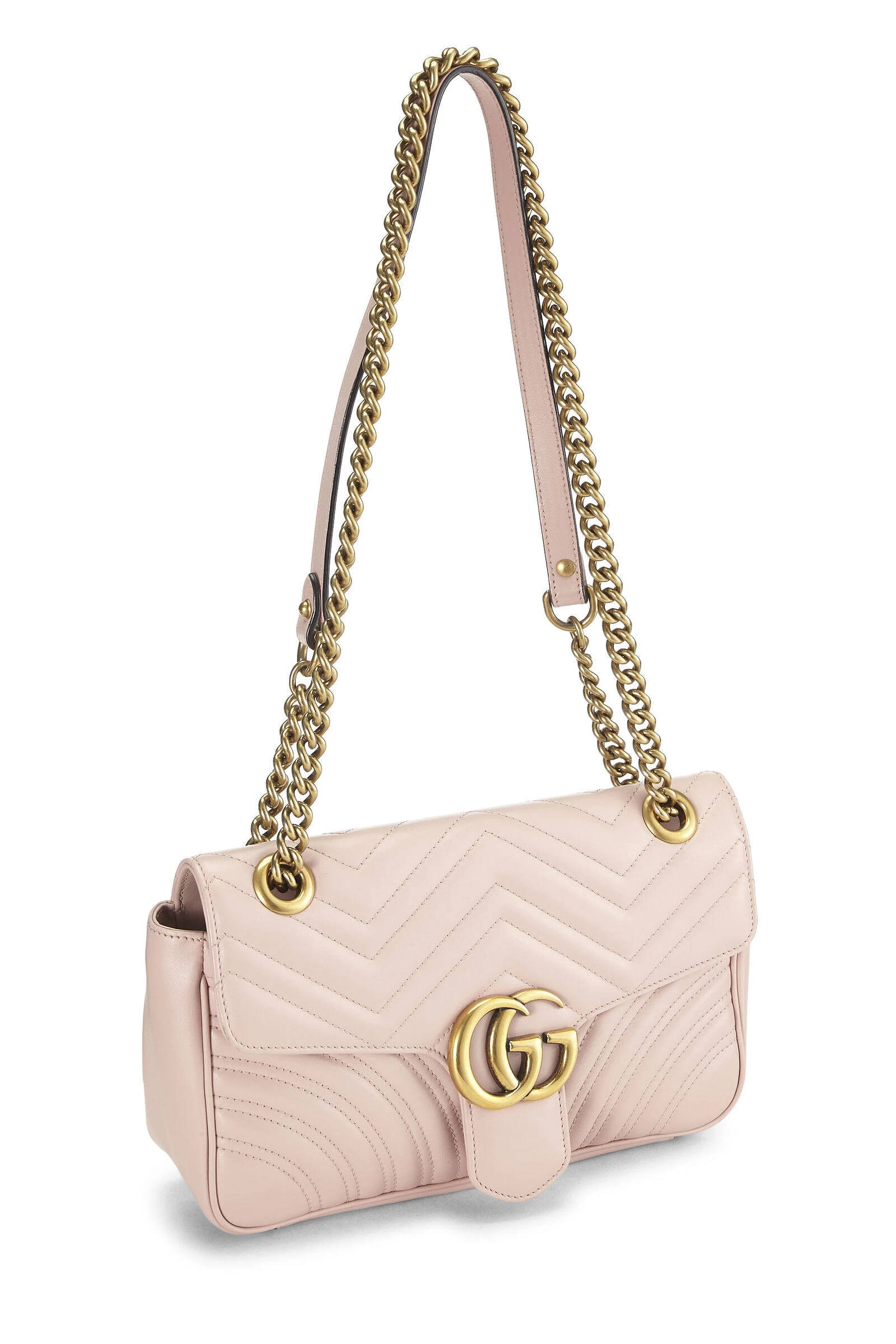 Gucci Pink Leather GG Marmont Shoulder Bag Small 2 Gucci Pink Leather GG Marmont Shoulder Bag Small - Image 2
