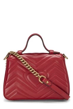 Gucci Red Leather GG Marmont Top Handle Bag Mini -Fashion clothing QFB1I61LR9011 4