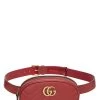 Gucci Red Chevron Leather GG Marmont Belt Bag