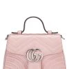 Gucci Pink Leather GG Marmont Top Handle Flap Bag Mini