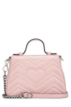 Gucci Pink Leather GG Marmont Top Handle Flap Bag Mini -Fashion clothing QFB1IH1LPH006 4