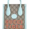 Gucci Turquoise Original GG Supreme Canvas Tiger Tote Mini