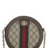 Gucci Brown GG Supreme Canvas Ophidia Round Mini