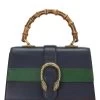 Gucci Navy Leather Dionysus Bamboo Handbag