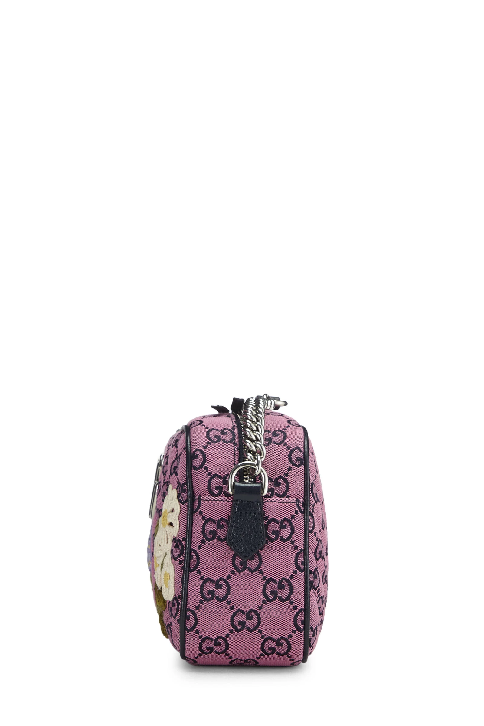 Gucci Pink Embroidered GG Canvas Marmont Crossbody Small 3 Gucci Pink Embroidered GG Canvas Marmont Crossbody Small - Image 3