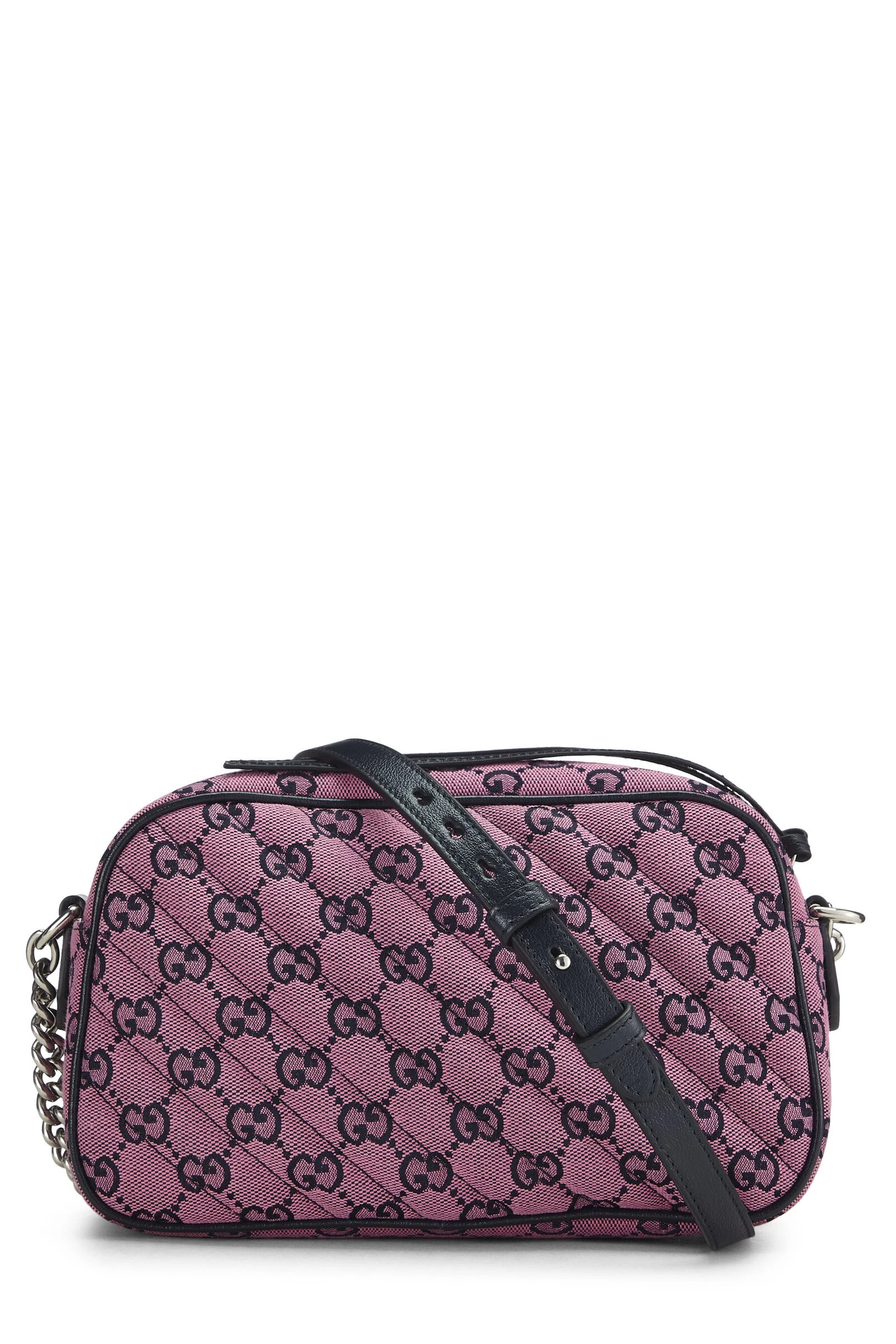 Gucci Pink Embroidered GG Canvas Marmont Crossbody Small 4 Gucci Pink Embroidered GG Canvas Marmont Crossbody Small - Image 4