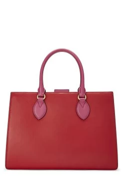 Gucci Pink & Red Leather Top Handle Tote