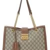 Gucci Brown GG Supreme Canvas Padlock Tote Medium