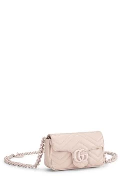 Gucci Pink Chevron Leather GG Marmont Belt Bag -Fashion clothing QFBJWO1LPB000 2