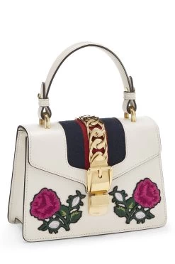 Gucci White Embroidered Leather Web Sylvie Mini -Fashion clothing QFBJWQ1LWB002 2