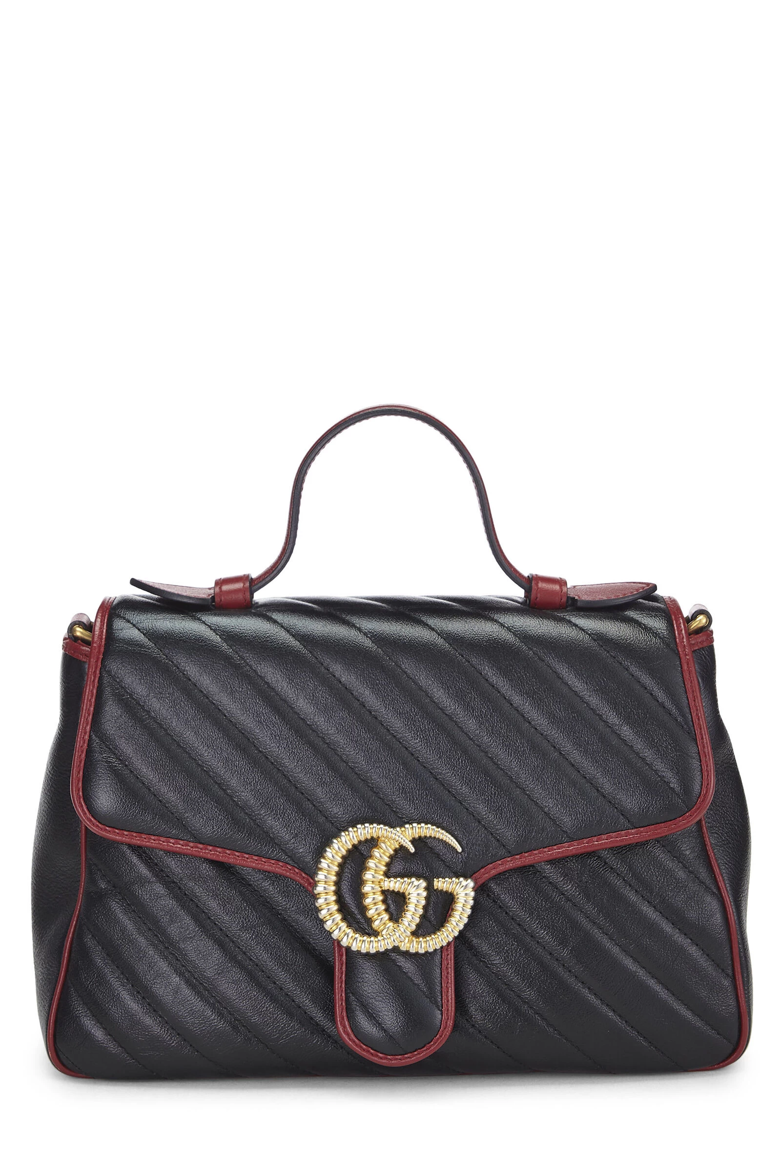 Gucci Black Leather GG Marmont Top Handle Bag 1 Gucci Black Leather GG Marmont Top Handle Bag