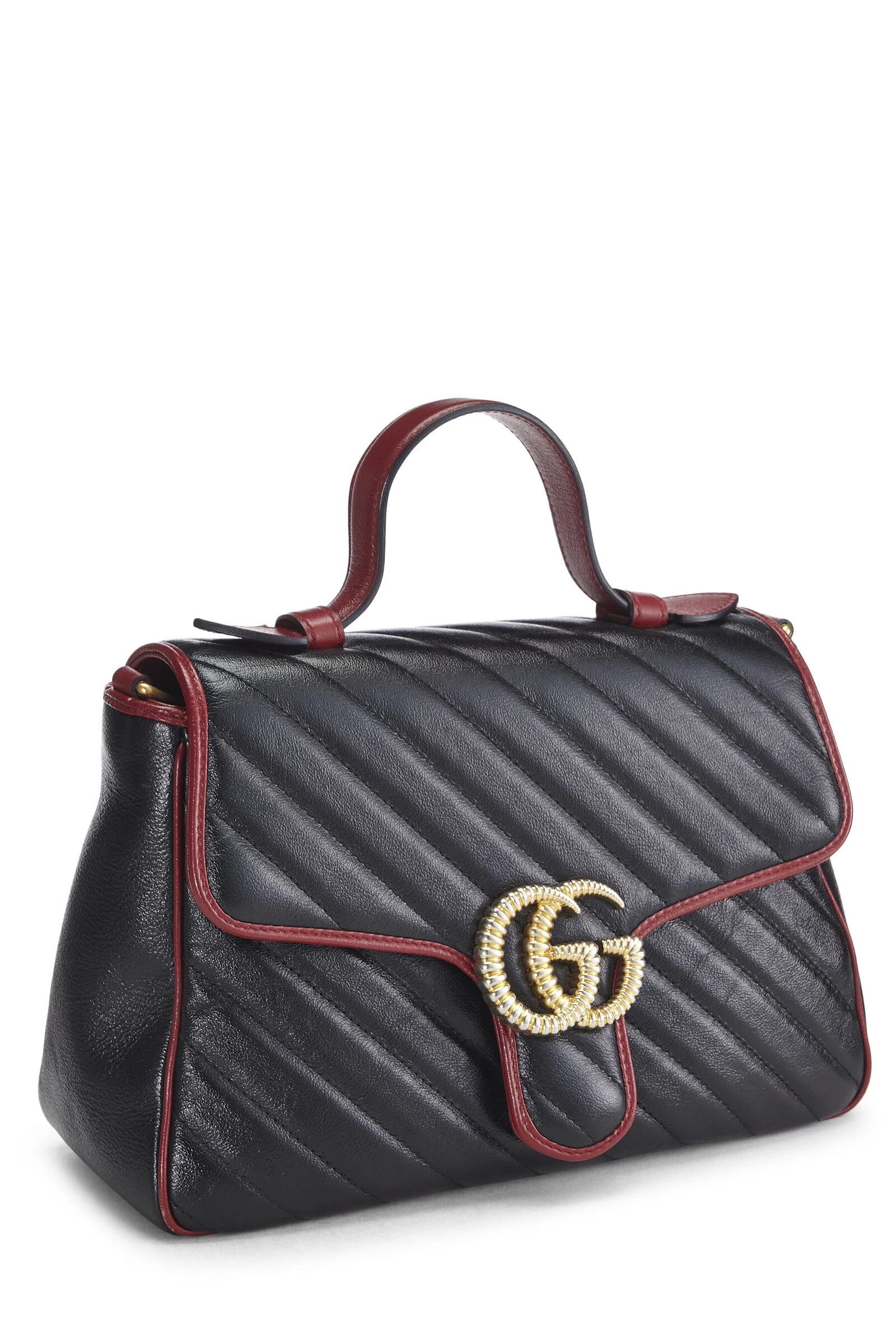 Gucci Black Leather GG Marmont Top Handle Bag 2 Gucci Black Leather GG Marmont Top Handle Bag - Image 2