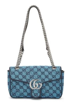 Gucci Blue GG Canvas Marmont Shoulder Bag Small