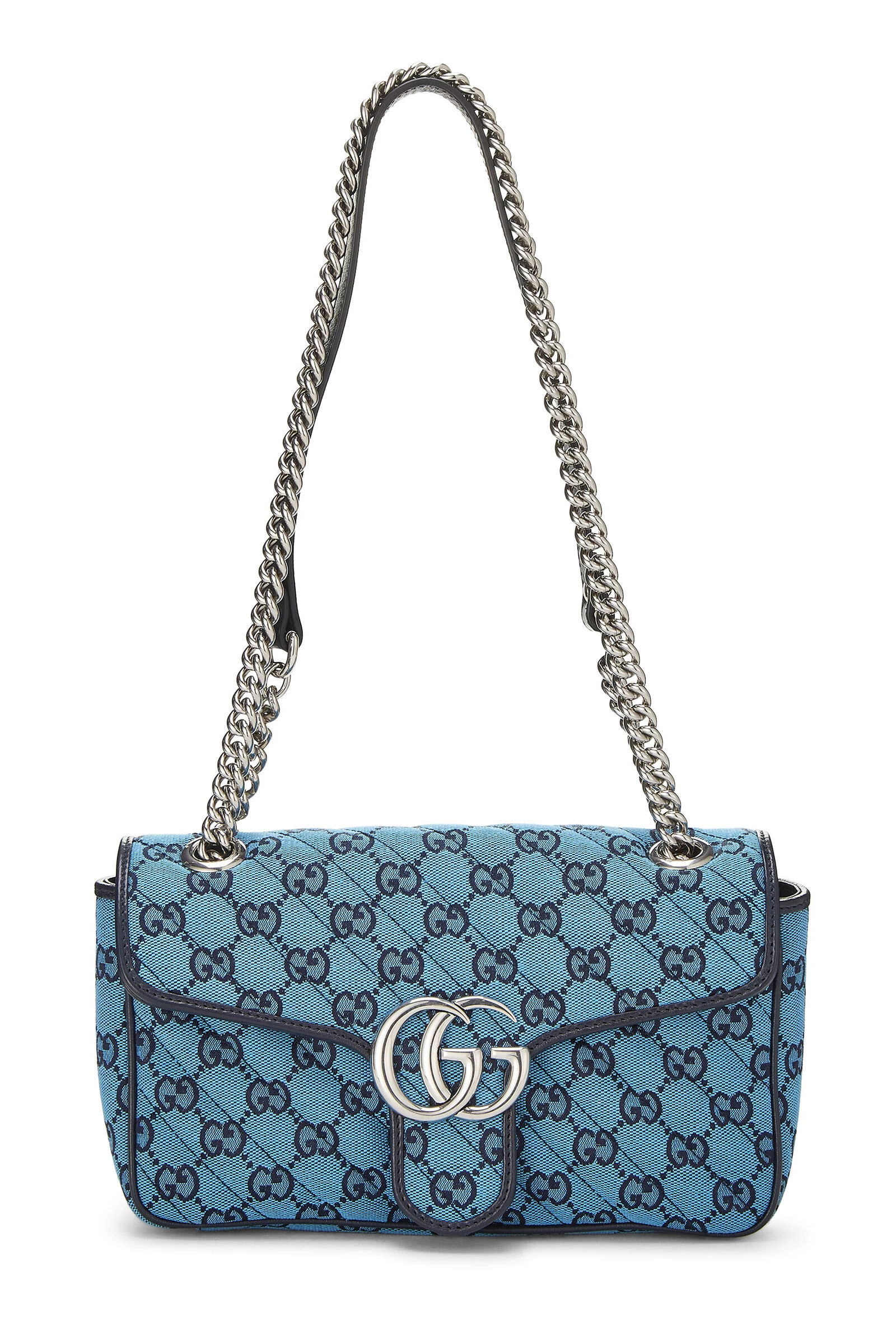 Gucci Blue GG Canvas Marmont Shoulder Bag Small 1 Gucci Blue GG Canvas Marmont Shoulder Bag Small