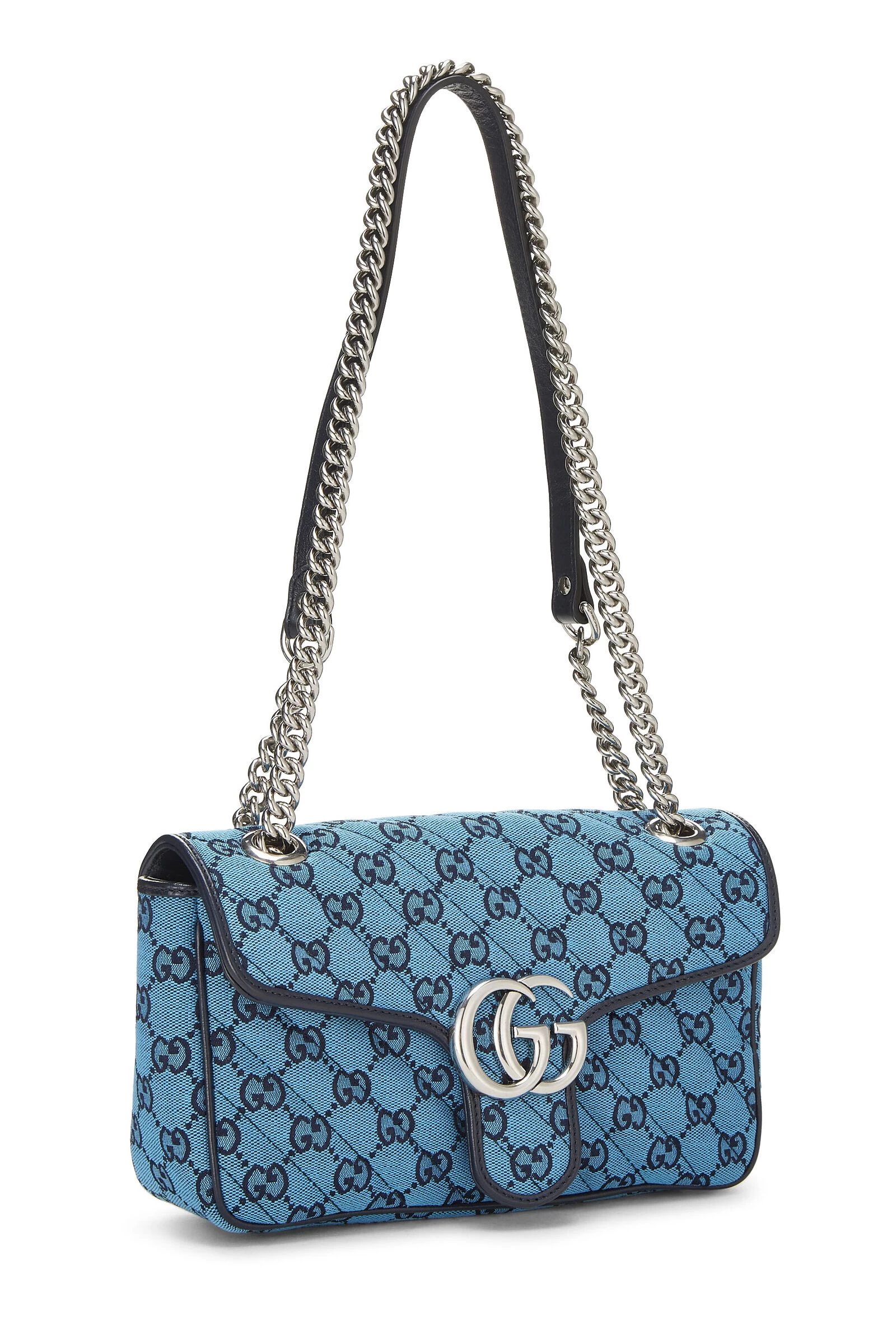 Gucci Blue GG Canvas Marmont Shoulder Bag Small 2 Gucci Blue GG Canvas Marmont Shoulder Bag Small - Image 2