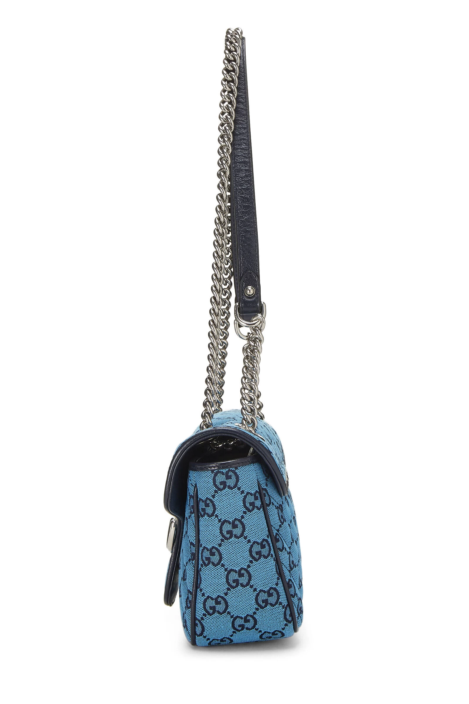 Gucci Blue GG Canvas Marmont Shoulder Bag Small 3 Gucci Blue GG Canvas Marmont Shoulder Bag Small - Image 3