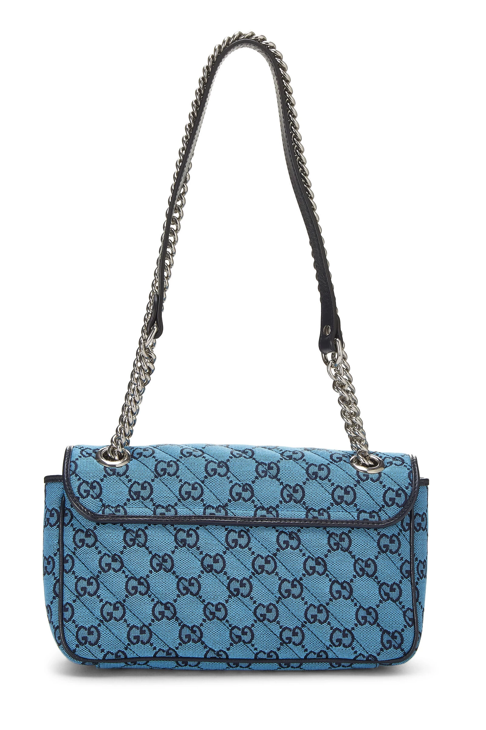 Gucci Blue GG Canvas Marmont Shoulder Bag Small 4 Gucci Blue GG Canvas Marmont Shoulder Bag Small - Image 4