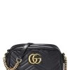 Gucci Black Leather GG Marmont Crossbody Small