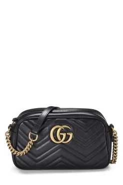 Gucci Black Leather GG Marmont Crossbody Small