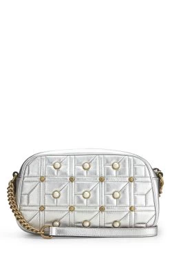 Gucci Silver Leather & Faux Pearl GG Marmont Crossbody Small -Fashion clothing QFBJWX28VH002 4