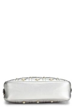 Gucci Silver Leather & Faux Pearl GG Marmont Crossbody Small -Fashion clothing QFBJWX28VH002 5