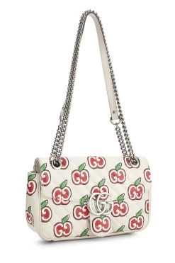 Gucci White Leather Marmont Apple Shoulder Bag Small -Fashion clothing QFBJWXLTW9002 2