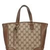 Gucci Brown GG Canvas Bree Top Handle Tote Small