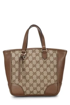Gucci Brown GG Canvas Bree Top Handle Tote Small