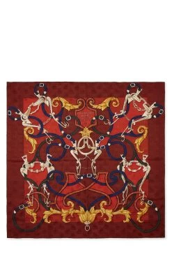 Hermès Brown & Multicolor 'L'Instruction Du Roy' Silk Scarf 90
