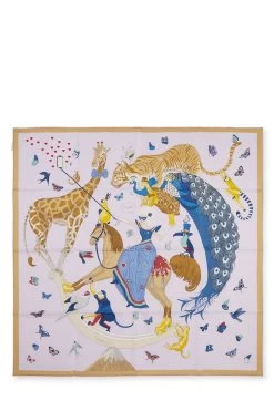 Lavender & Multicolor 'Hermès Story' Silk Scarf 90