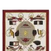 Hermès Burgundy & Multicolor 'Les Voitures A Transformation' Silk Scarf 90