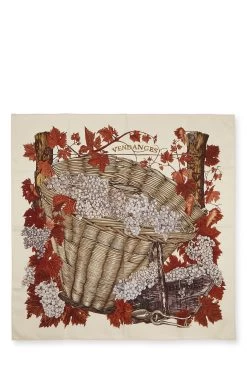 Hermès Cream & Multicolor 'La Rosee' Silk Scarf 90