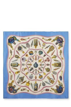 Hermès Blue & Multicolor 'Qu' Importe Le Flacon' Silk Scarf 90