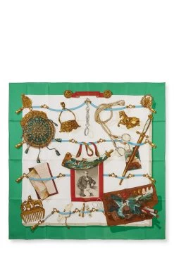 Hermès Green & Multicolor 'Memoire D'Hermes' Silk Scarf 90