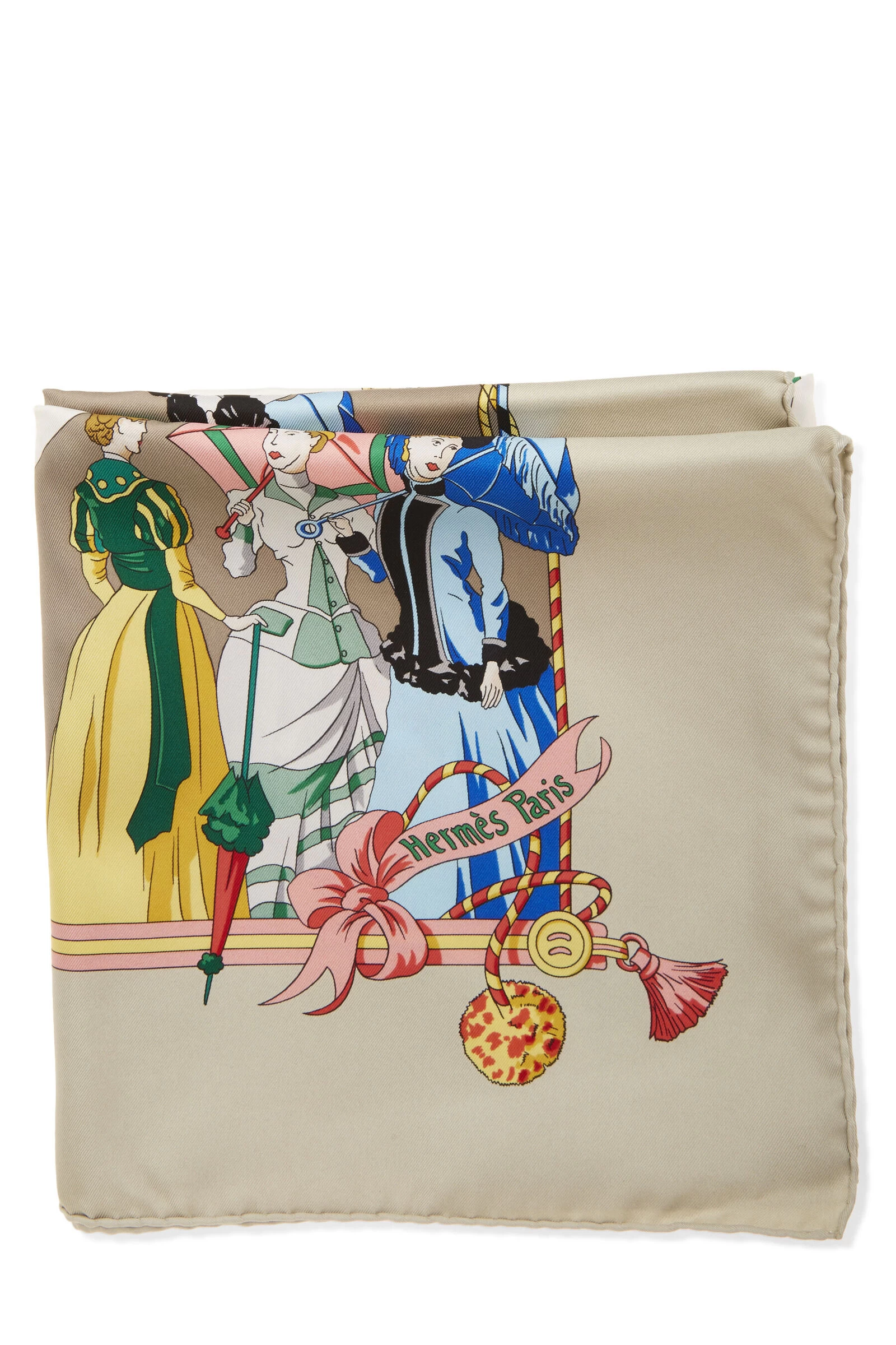 Hermès Beige & Multicolor 'Ombrelles Et Parapluies' Silk Scarf 90 2 Hermès Beige & Multicolor 'Ombrelles Et Parapluies' Silk Scarf 90 - Image 2