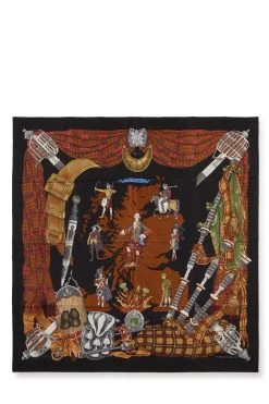 Hermès Black & Multicolor 'Pluie D’Etincelles' Silk Scarf 90