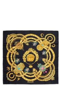 Hermès Black & Multicolor 'Kosmima' Silk Scarf 90