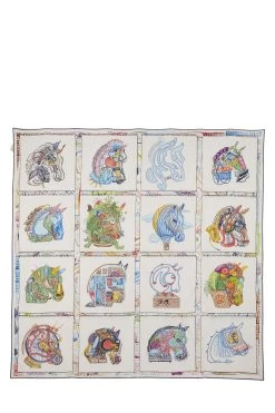 Hermès White & Multicolor 'Chevaloscope' Silk Scarf 90