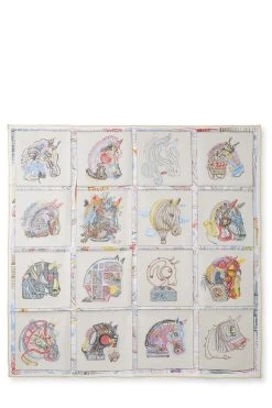 Hermès Beige & Multicolor 'Chevaloscope' Silk Scarf 90