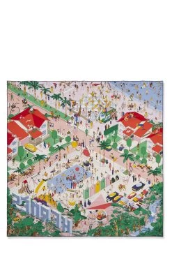 Hermès Pink & Multicolor 'On The Beach' Silk Scarf 90