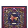 Hermès Navy 'Cheval Turc' Silk Scarf 90