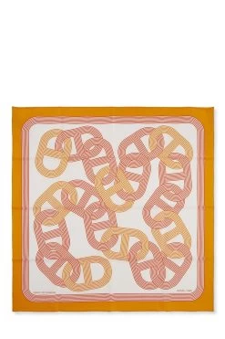 Hermès Orange & Multicolor 'Circuit 24' Silk Scarf 90