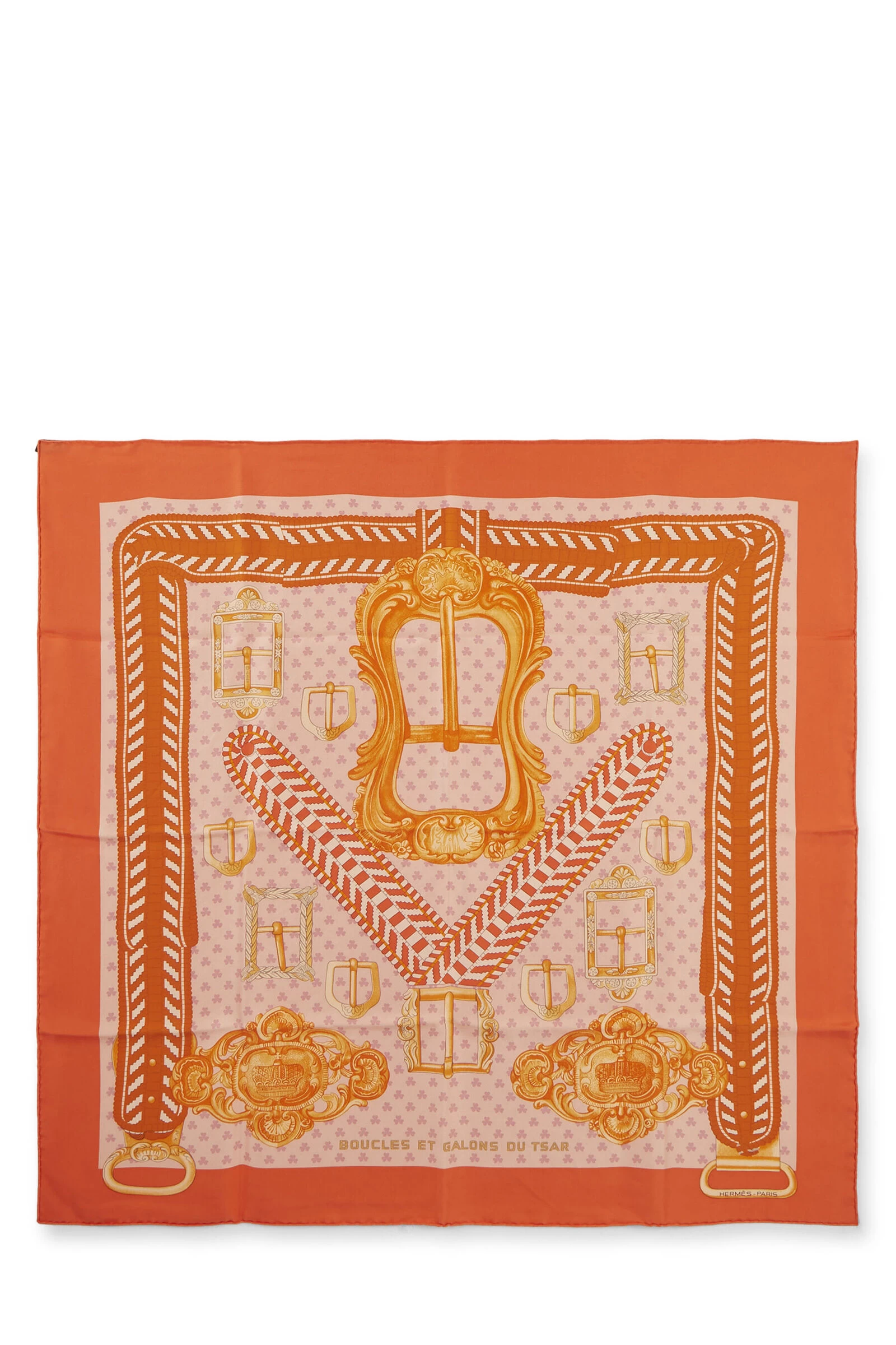 Hermès Orange & Multicolor 'Boucles Et Galons Du Tsar' Silk Scarf 90 1 Hermès Orange & Multicolor 'Boucles Et Galons Du Tsar' Silk Scarf 90