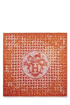 Hermès Orange & Multicolor Mosaique Au 24' Silk Scarf 90