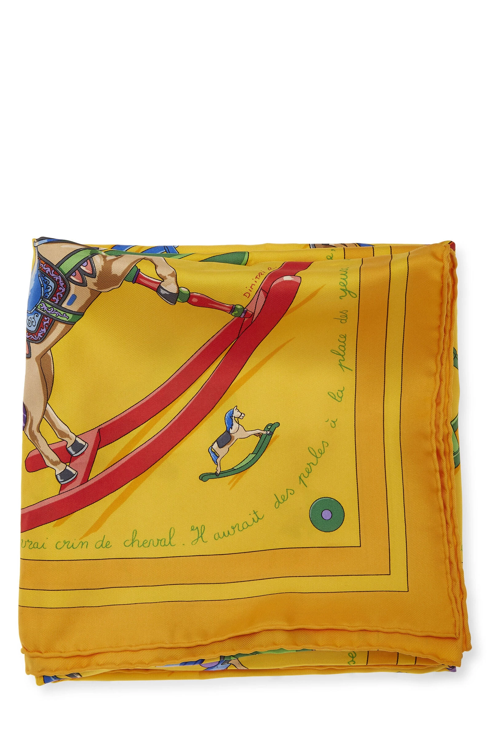 Hermès Yellow & Multicolor 'Raconte-Moi Le Cheval' Silk Scarf 90 2 Hermès Yellow & Multicolor 'Raconte-Moi Le Cheval' Silk Scarf 90 - Image 2