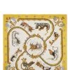 Hermès Yellow & Multicolor 'Plumes Et Grelots' Silk Scarf 90