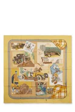 Hermès Yellow & Multicolor 'L’Elegance Et Le Confort' Silk Scarf 90